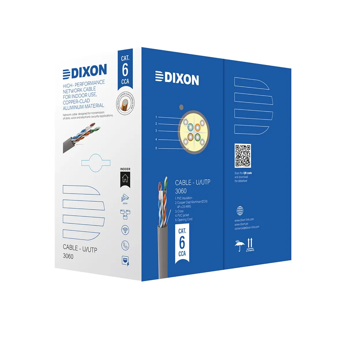 DIXON - Rollo Cable Utp x caja Cat. 6 dixon Serie 3060 Interior 305m