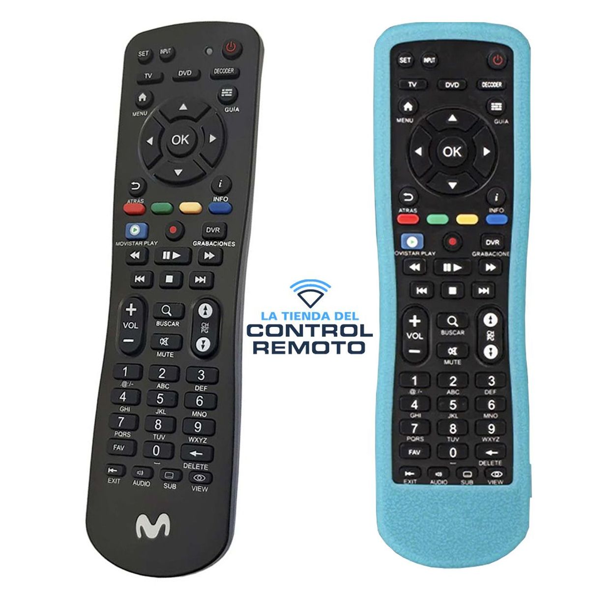 SIKAI - Control Remoto Movistar + Funda Protector Celeste Forescente