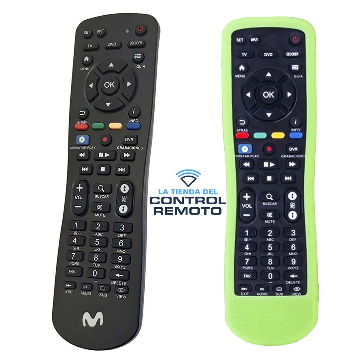 SIKAI - Control Remoto Movistar + Funda Protector Verde Forescente