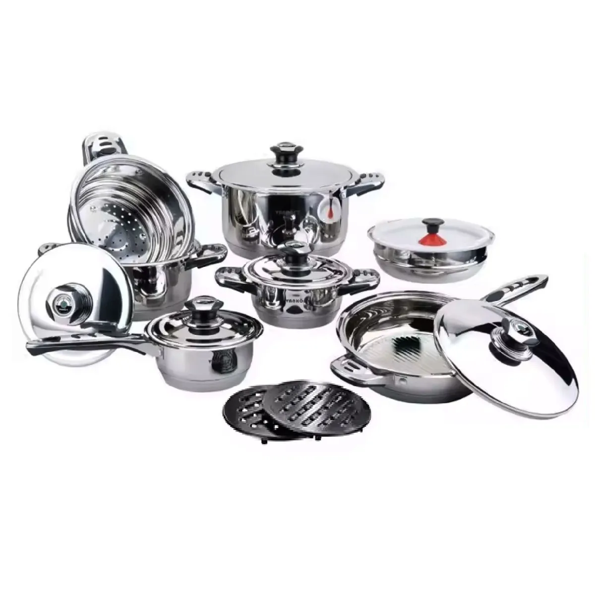 GENERICO - Set de Ollas Suprema 16 Piezas Acero Inoxidable Premium SU-666-16PCS