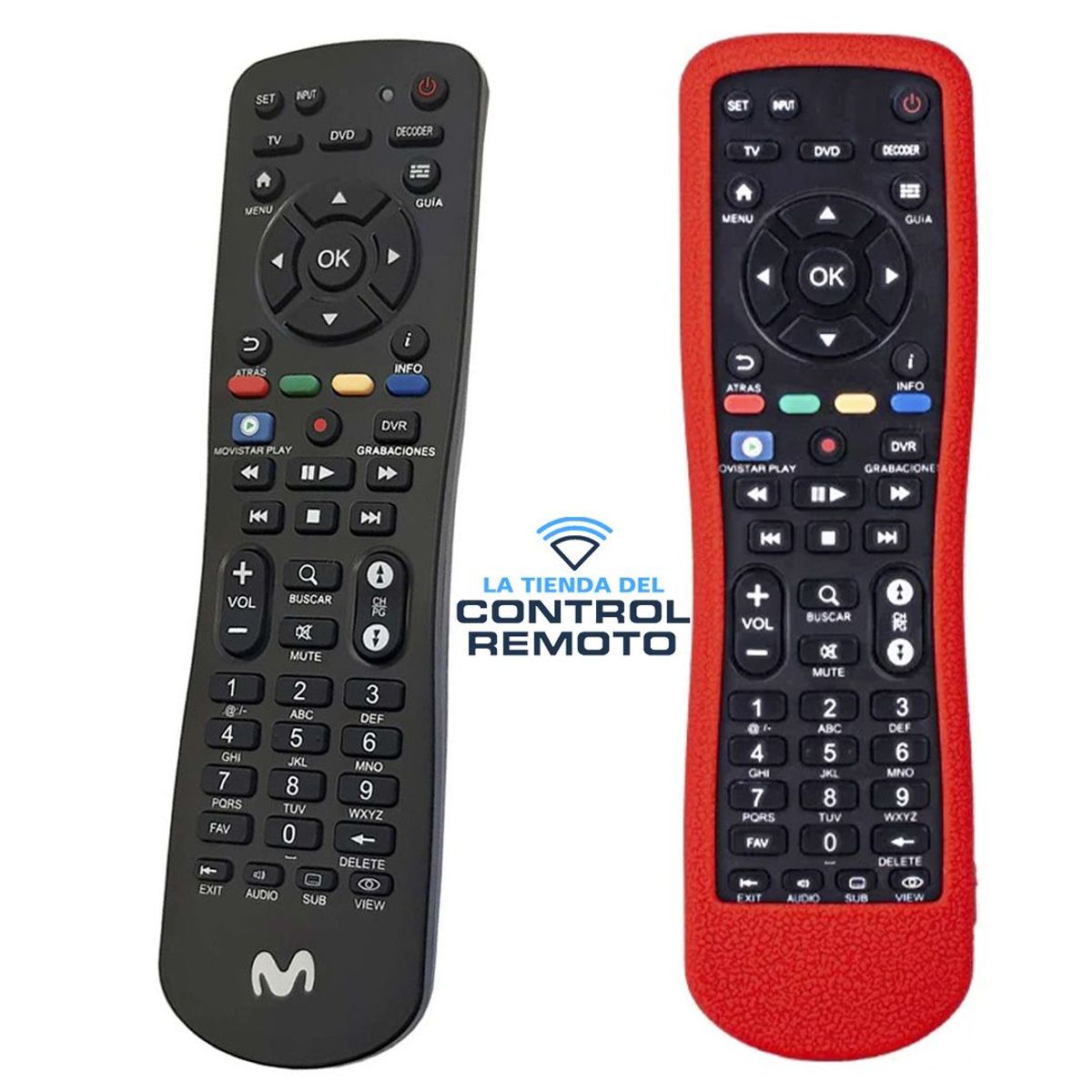 SIKAI - Control Remotopara Deco Movistar + Funda Protector Rojo
