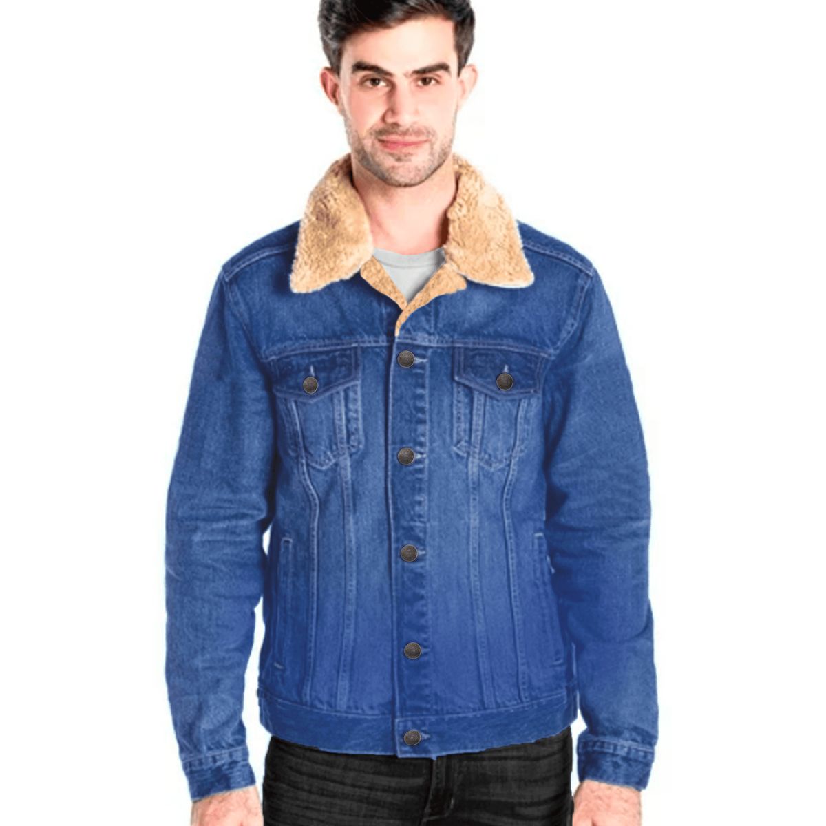 GENERICO - CASACA JEANS CON PELUCHE DE HOMBRE-