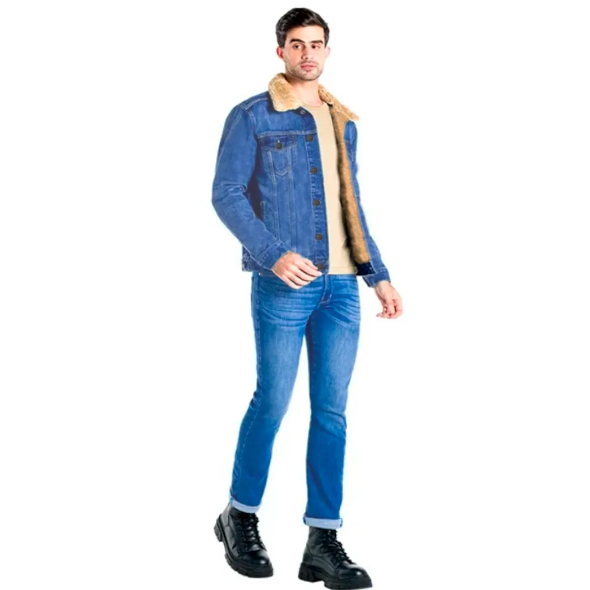 GENERICO - CASACA JEANS CON PELUCHE DE HOMBRE-