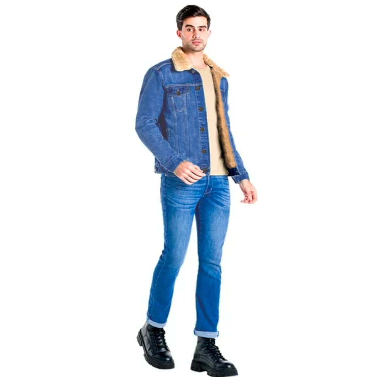 GENERICO - CASACA JEANS CON PELUCHE DE HOMBRE-