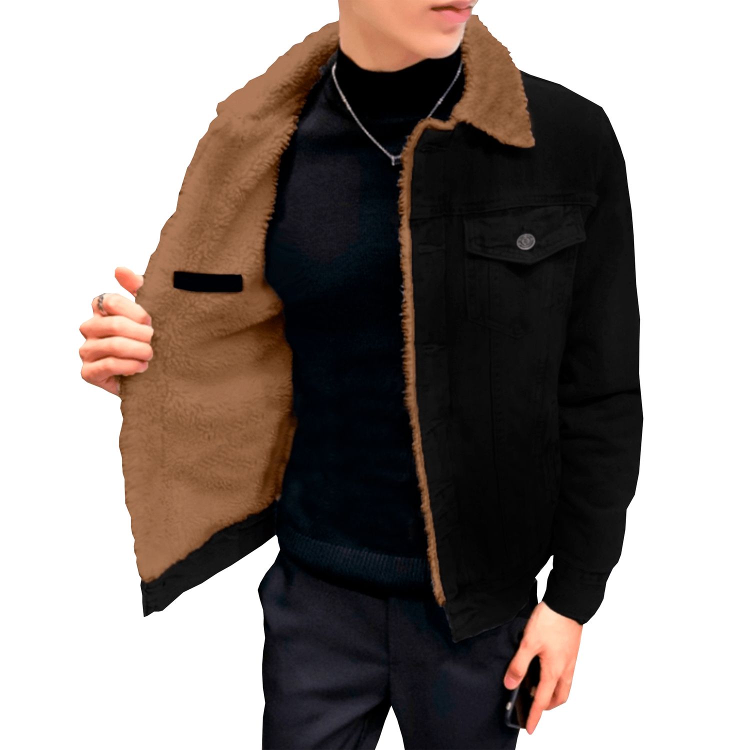 CASACA JEANS CON PELUCHE DE HOMBRE- GENERICO