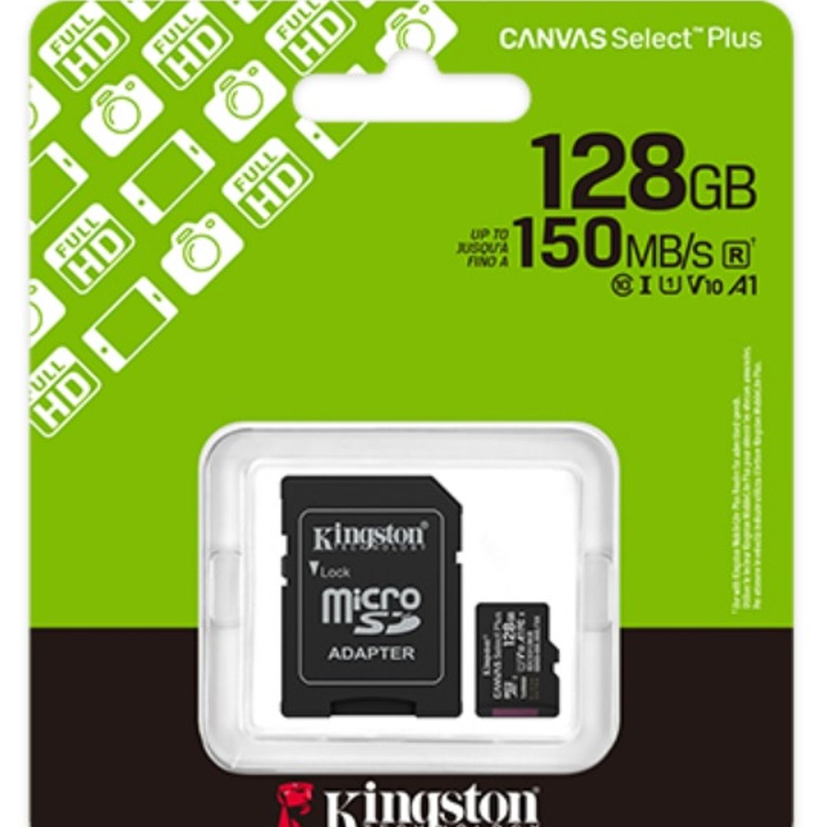 KINGSTON - Memoria Micro SD 128 GB Kingston Canvas Select Plus  - Clase 10 UHS-I - 150MB/s -Celular -Tablet-