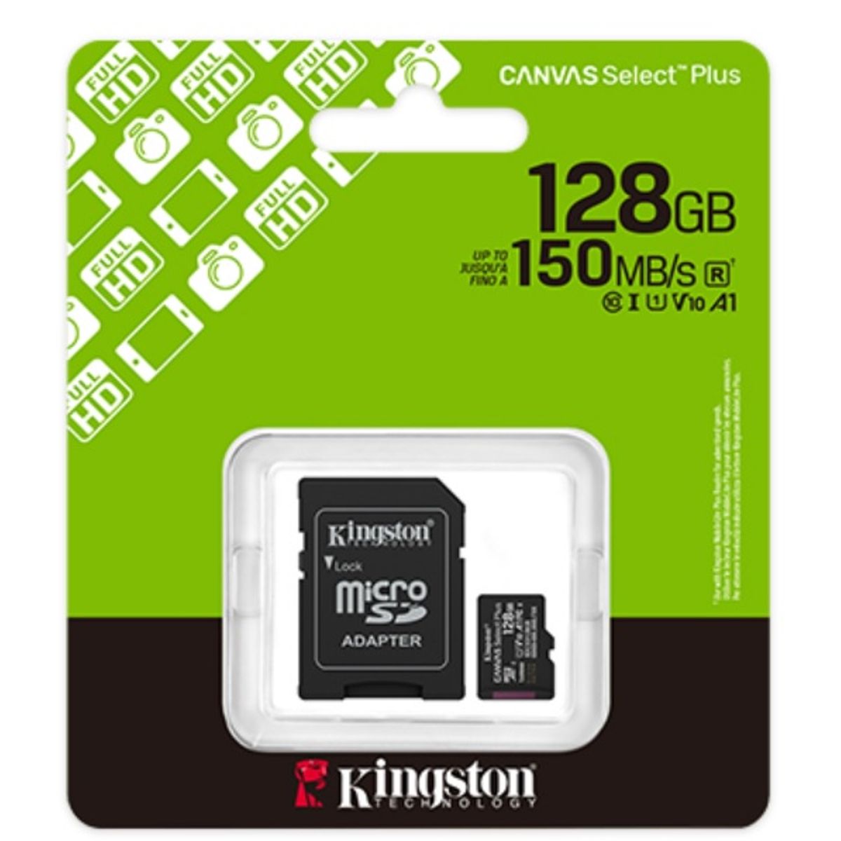 KINGSTON - Memoria Micro SD 128 GB Kingston Canvas Select Plus  - Clase 10 UHS-I - 150MB/s -Celular -Tablet-