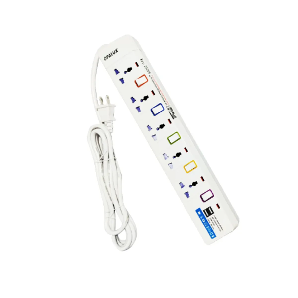 OPALUX - Supresor de Picos 5 Salidas + 2 Puertos USB OP-105USB OPALUX