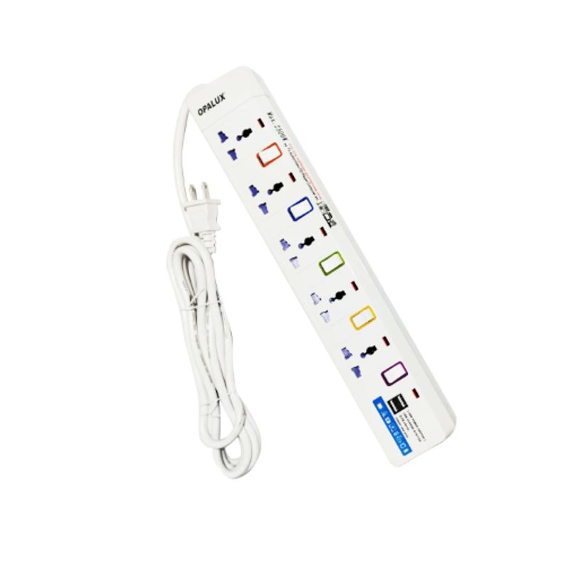 OPALUX - Supresor de Picos 5 Salidas + 2 Puertos USB OP-105USB OPALUX