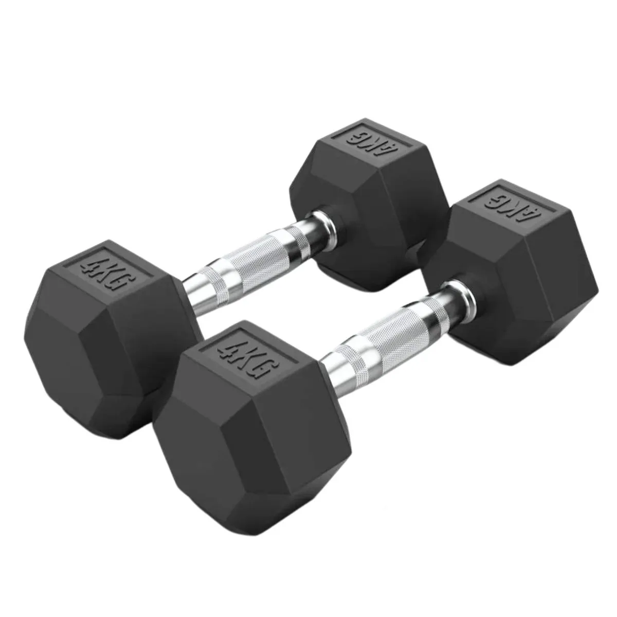 XTREME SPORT - Mancuerna Hexagonal 4 kg  Cromada de caucho X 2