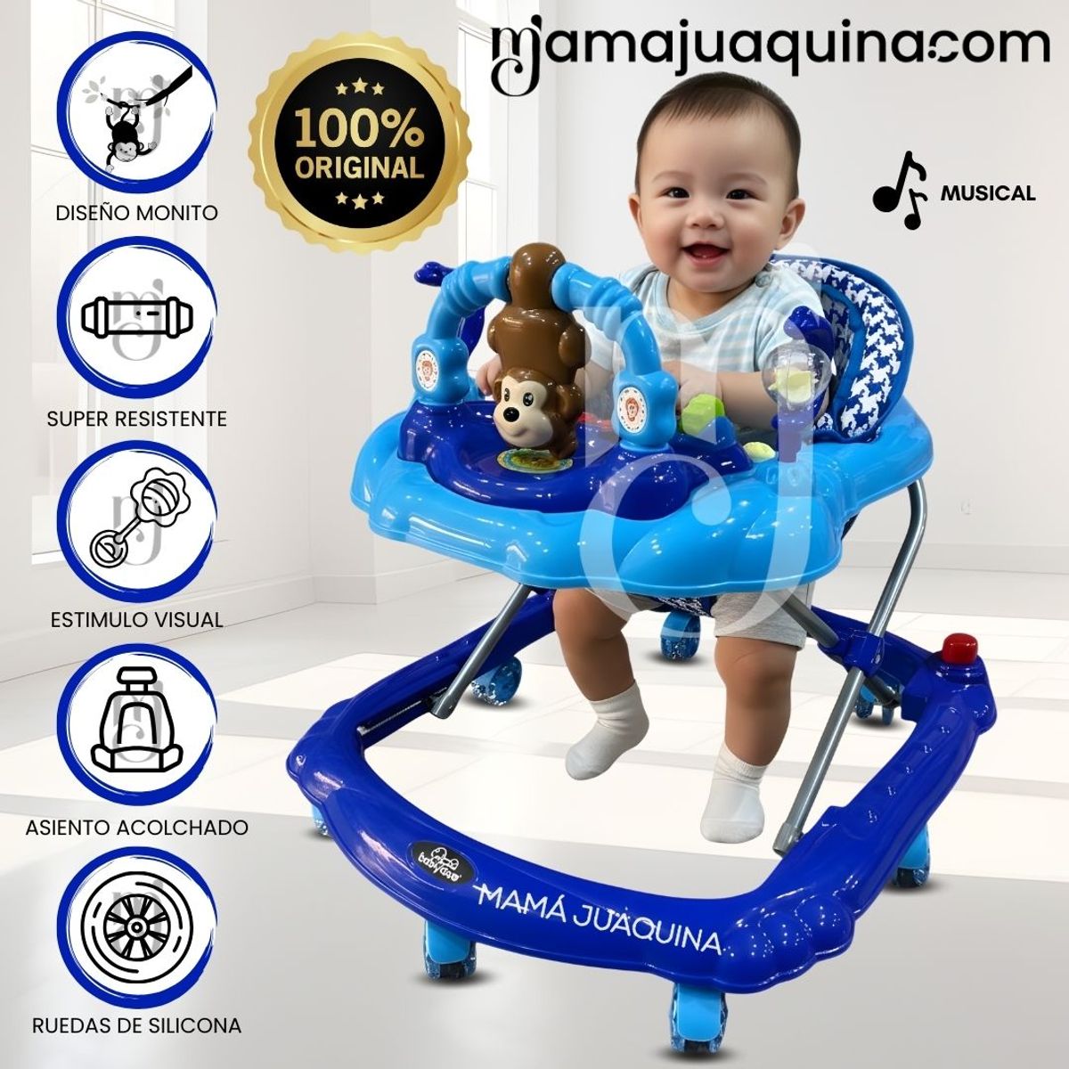 CONFORT - Andador con Tablero Musical «MONKY» Blue