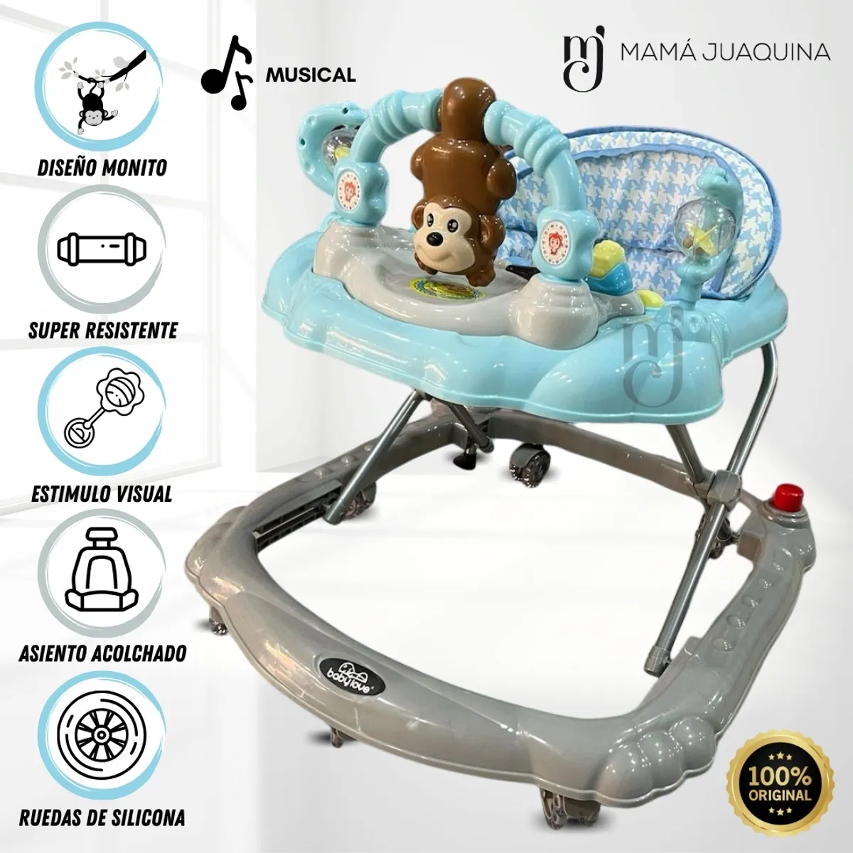 CONFORT - Andador con Tablero Musical «MONKY» Gray