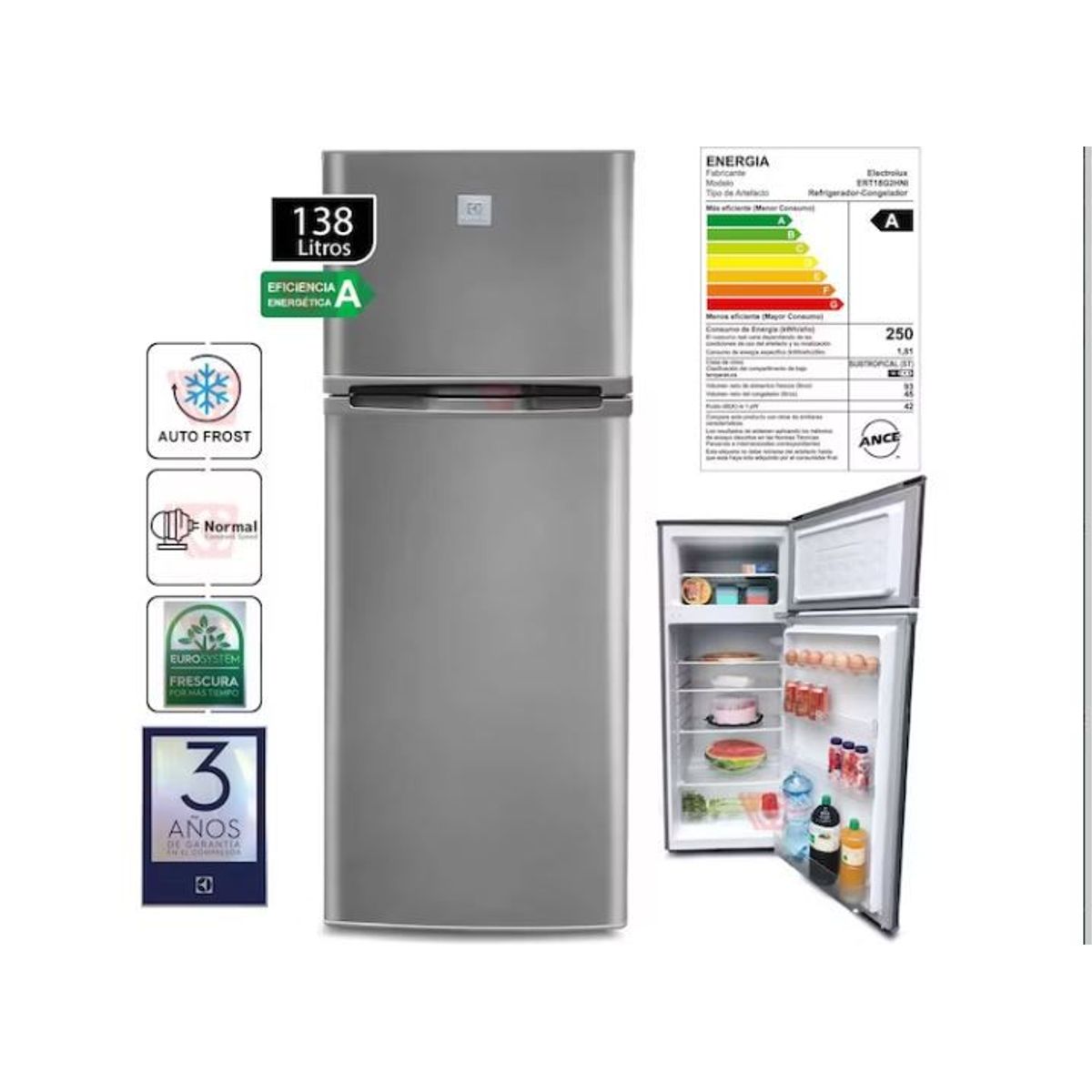 ELECTROLUX - Refrigeradora Electrolux 138 Lt Top Mount ERT18G2HNI