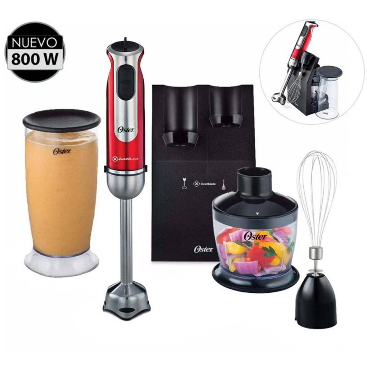 OSTER - Batidora de inmersión Oster con accesorios FPSTHB2801 800 w