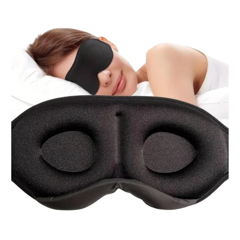 "Antifaz 3D Negro para Dormir Bloquea Luz al 100%"