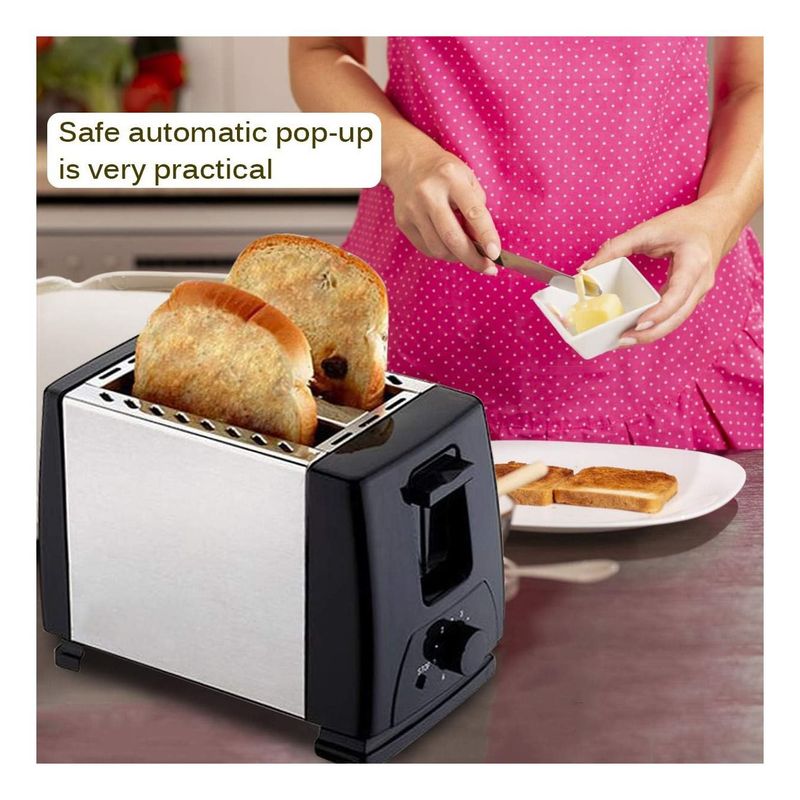 GENERICO - TOSTADOR DE PAN ELÉCTRICO DE ACERO INOXIDABLE DOS REBANADAS cocina