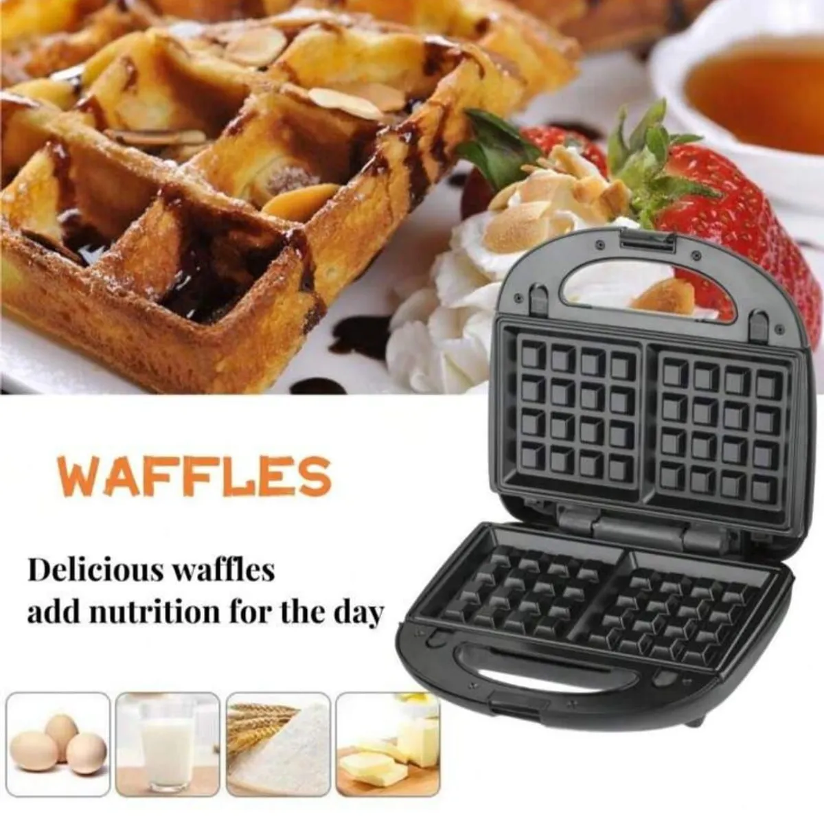 GENERICO - Maquina 3 En 1 Waflera Sandwich eléctrica antiadherente profesional