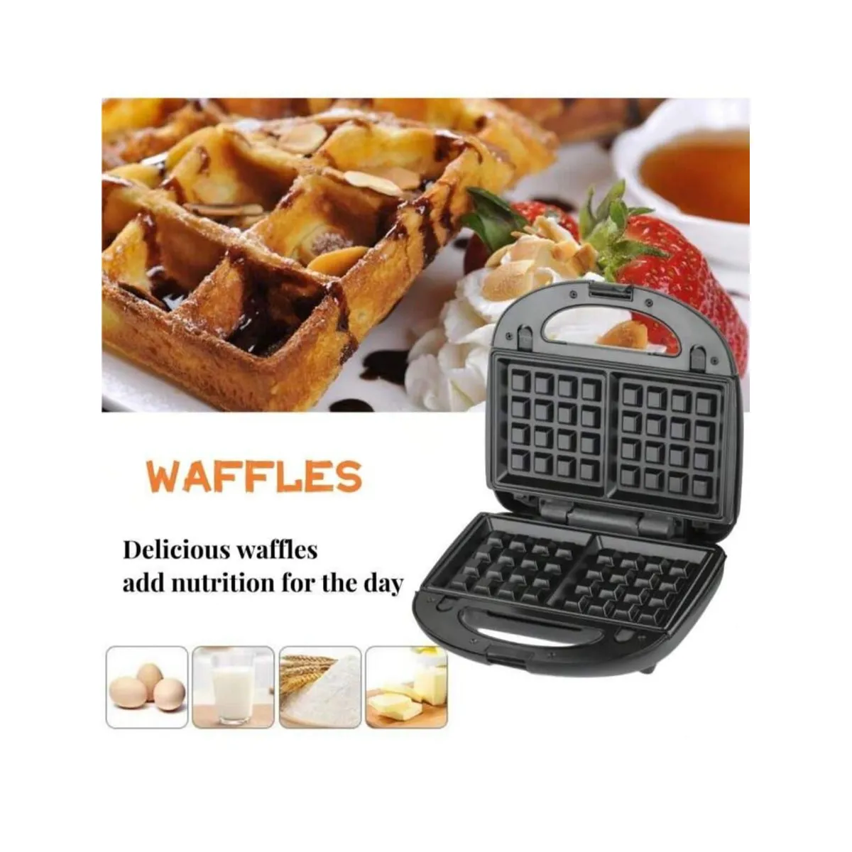 GENERICO - Maquina 3 En 1 Waflera Sandwich eléctrica antiadherente profesional