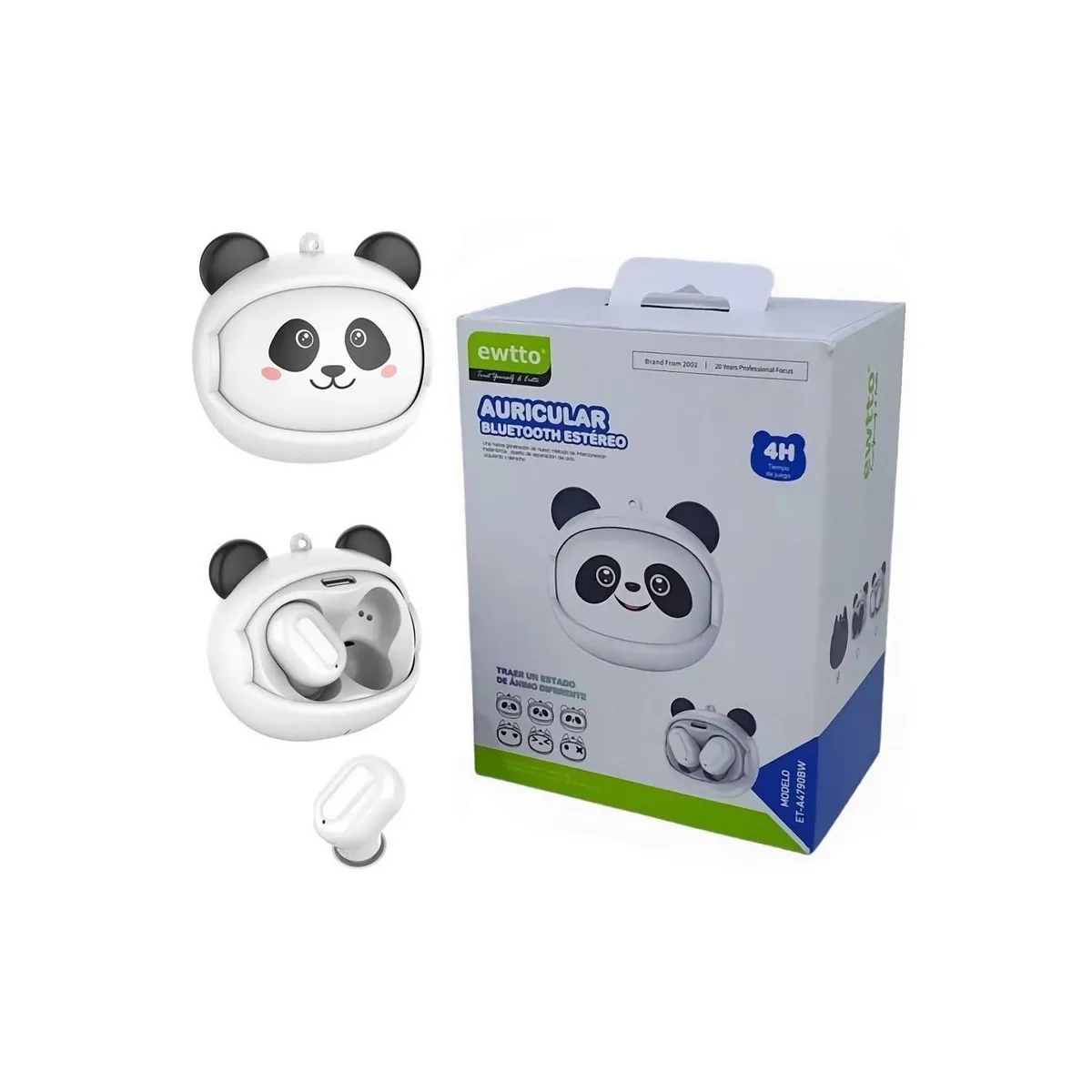 EWTTO - Audífonos Bluetooth Ewtto Diseño Panda y Rostro Intercambiable