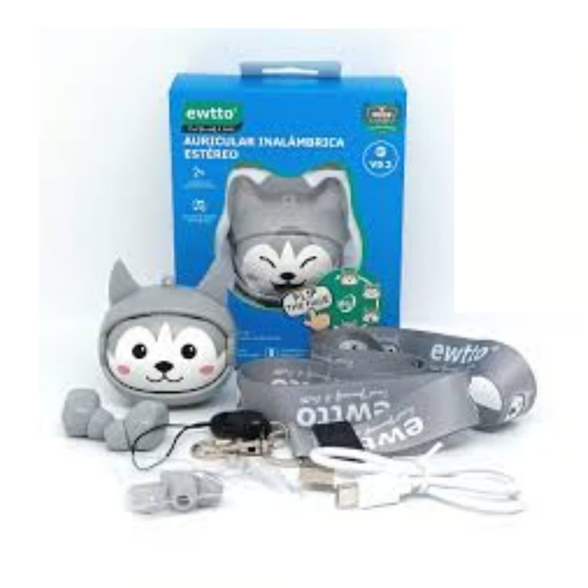 EWTTO - Audífonos Bluetooth Ewtto Diseño HUSKY y Rostro Intercambiable