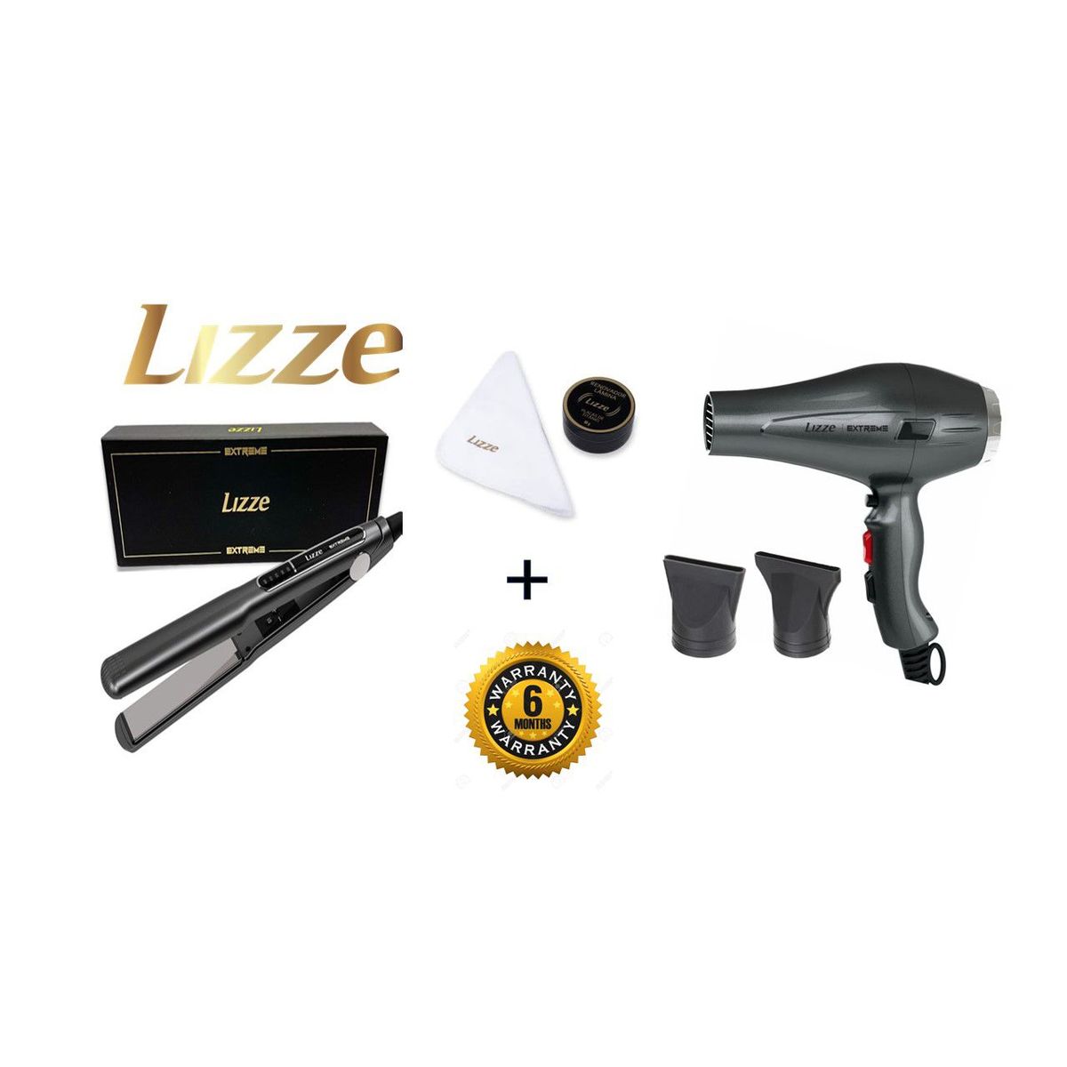 LIZZE - Lizze Pack Plancha Extreme + Secadora Extreme 2400 + Kit Pulimento