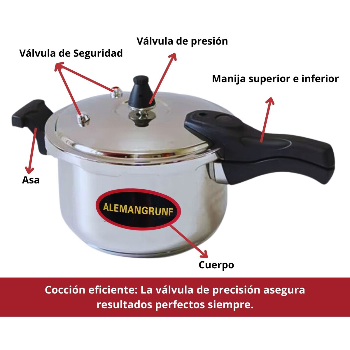 ALEMANGRUNF - Olla a Presión Rápida de Acero Inoxidable de 3 Lt