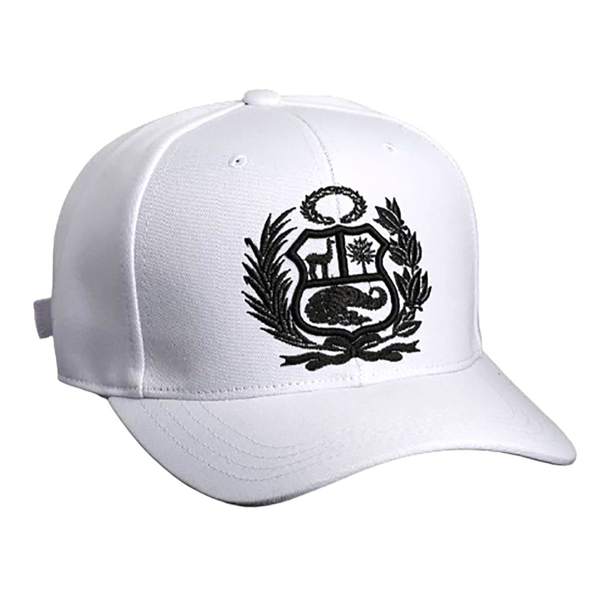 TODO GORROS PERU - Gorra Perú blanca con escudo negro - TODO GORROS PERU