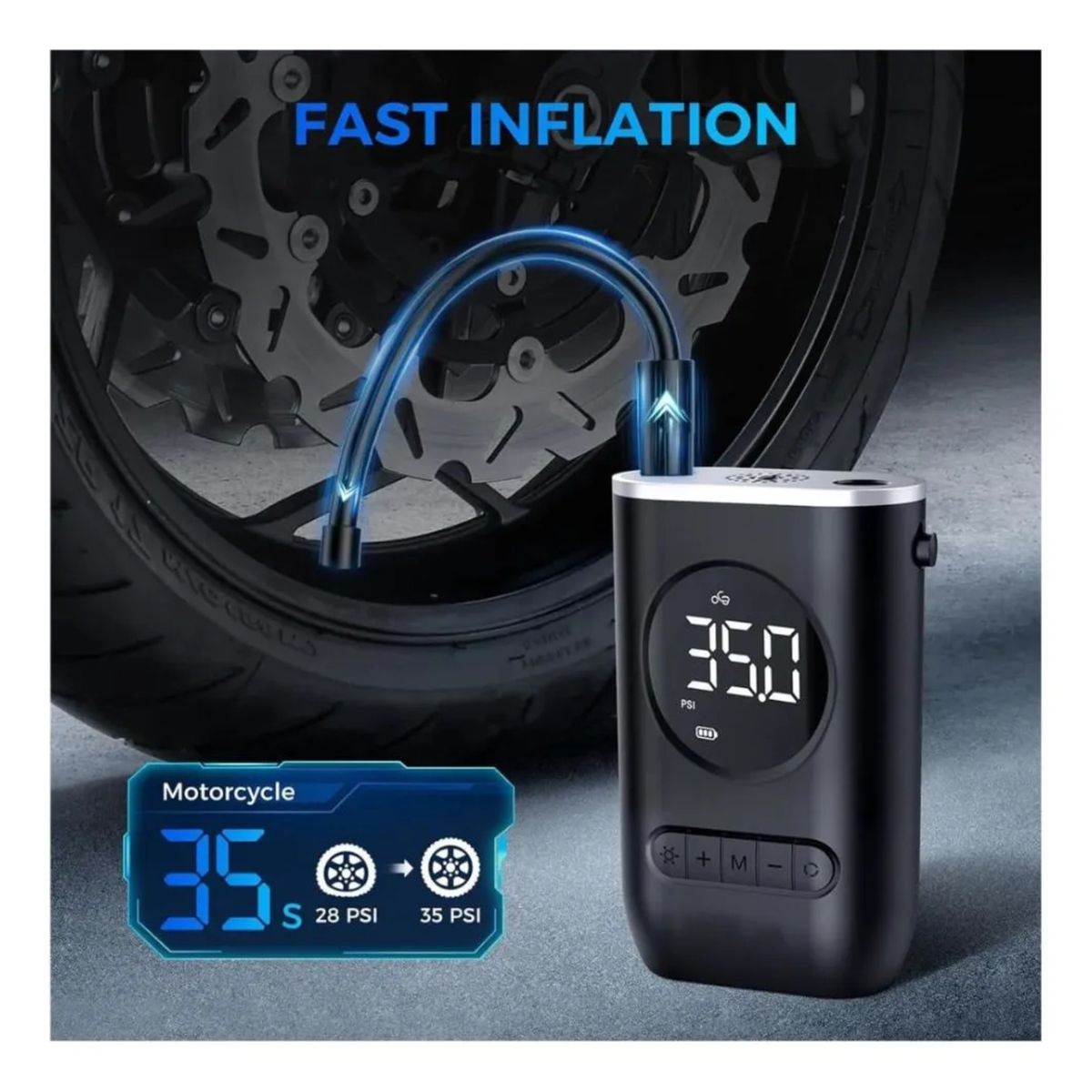 GENERICO - Inflador de Llantas Digital Portatil - Mini Compresor