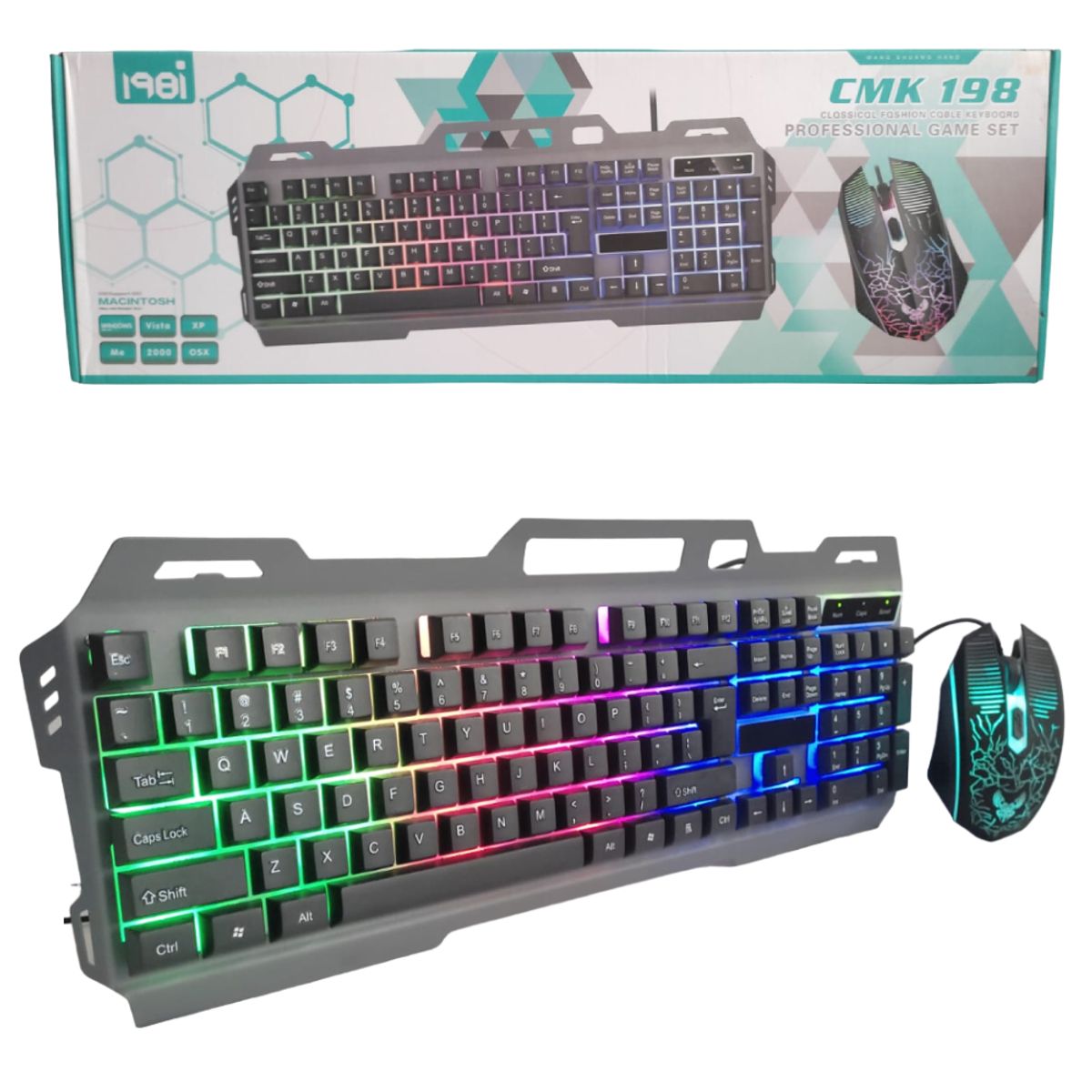 GENERICO - Teclado Metalico y Mouse Gamer Pc Laptop Alambrico Luces Rgb