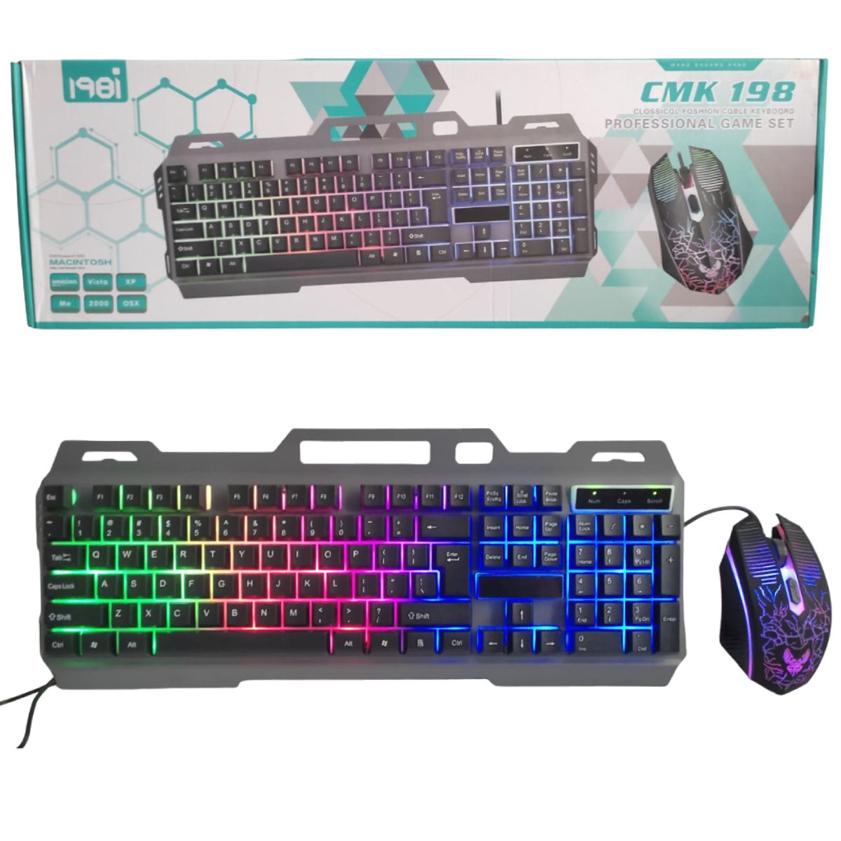 GENERICO - Teclado Metalico y Mouse Gamer Pc Laptop Alambrico Luces Rgb