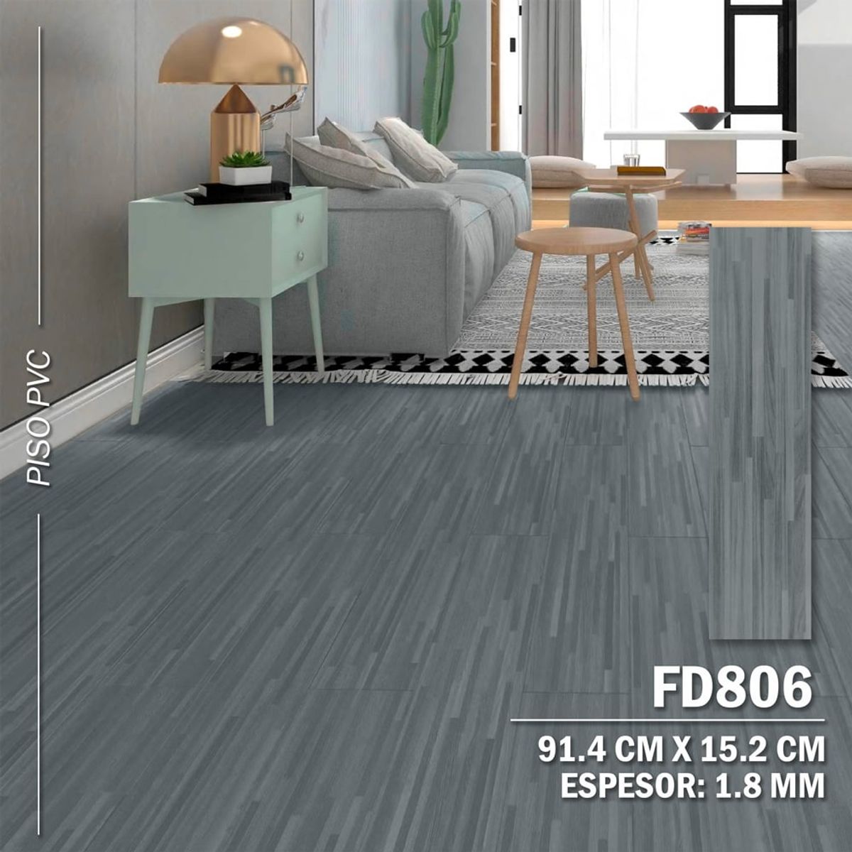 DECOKASA - Piso Laminado De Pvc Autoadhesivo FD806