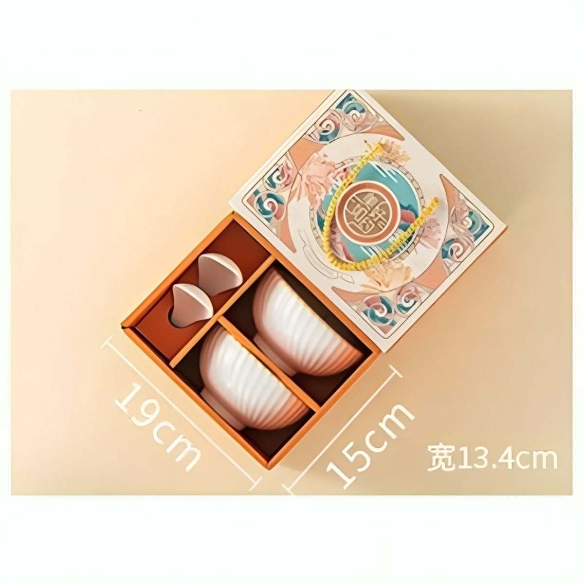 GENERICO - Set de 2 Bowl de Cerámica de 350 ml con Cucharas para Regalo