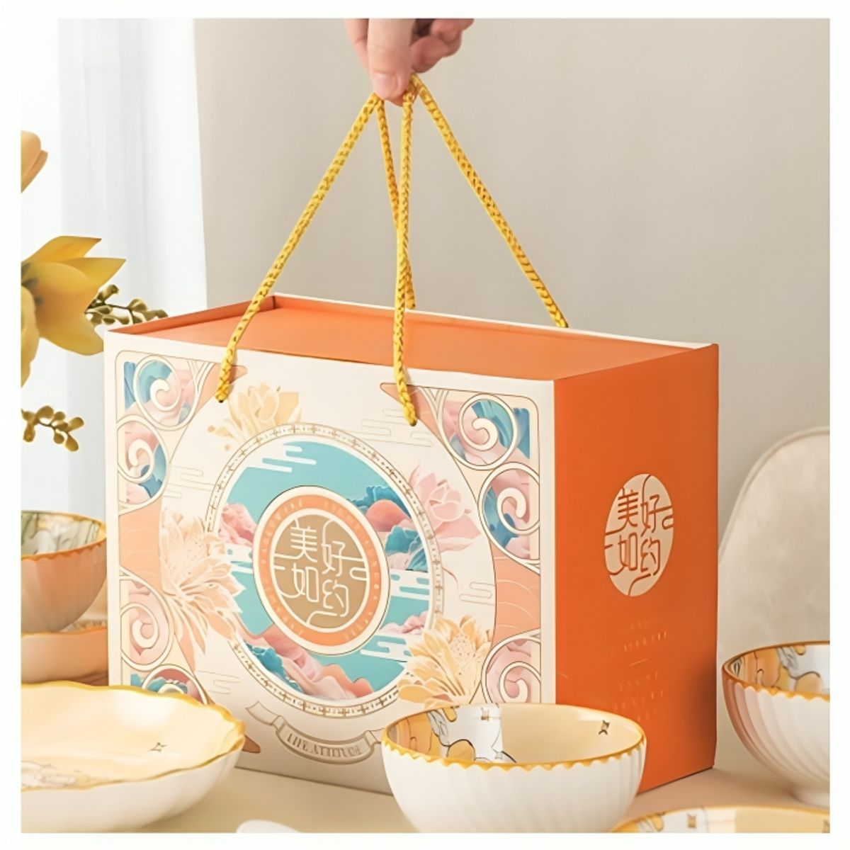 GENERICO - Set de 2 Bowl de Cerámica de 350 ml con Cucharas para Regalo