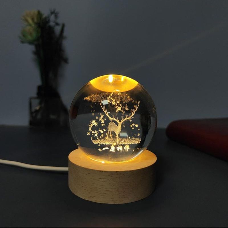 GENERICO - REGALO - LAMPARA 3D ESFERA DE CRISTAL 6CM LED CON CAJA PARA PILAS