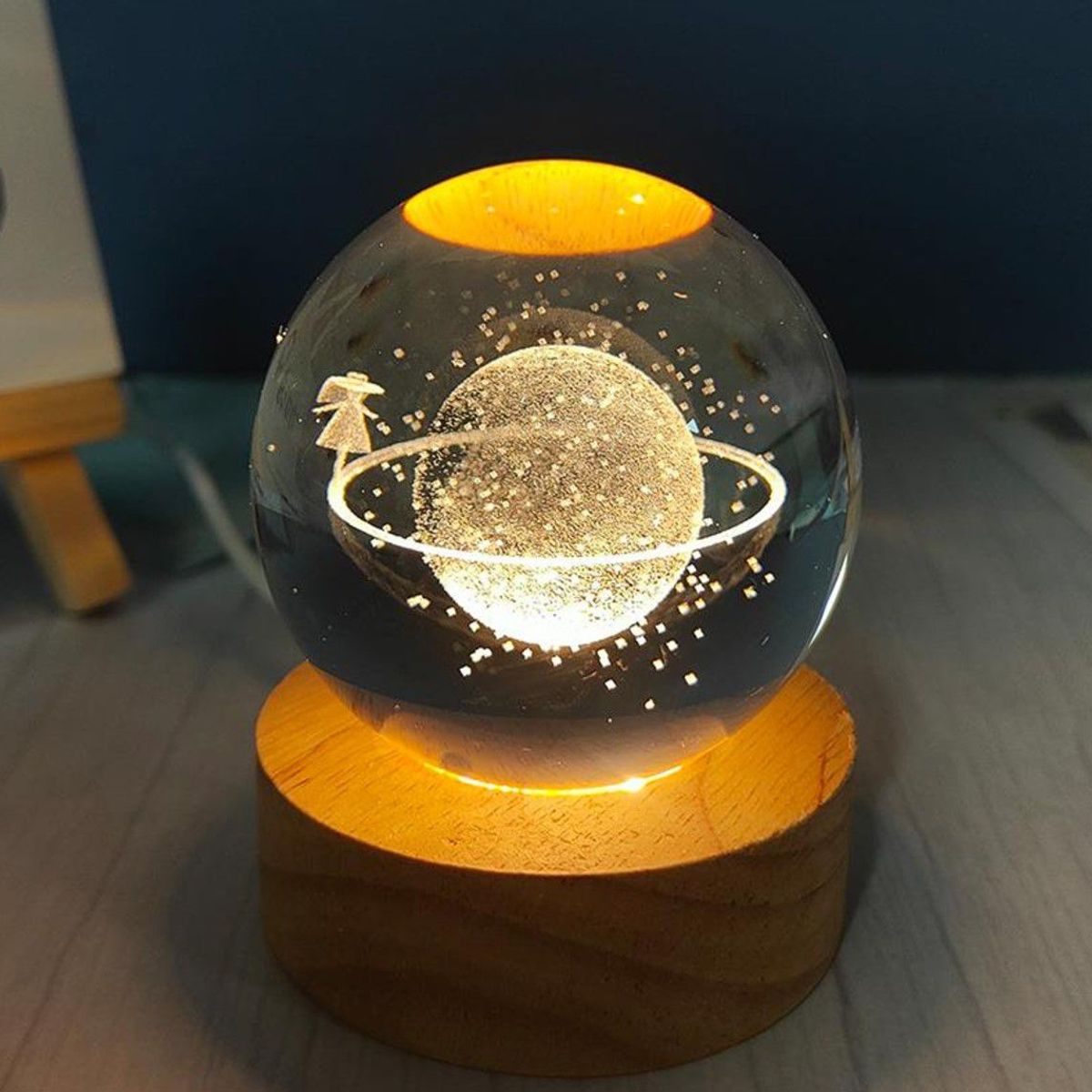 GENERICO - REGALO - LAMPARA 3D ESFERA DE CRISTAL 6CM LED CON CAJA PARA PILAS