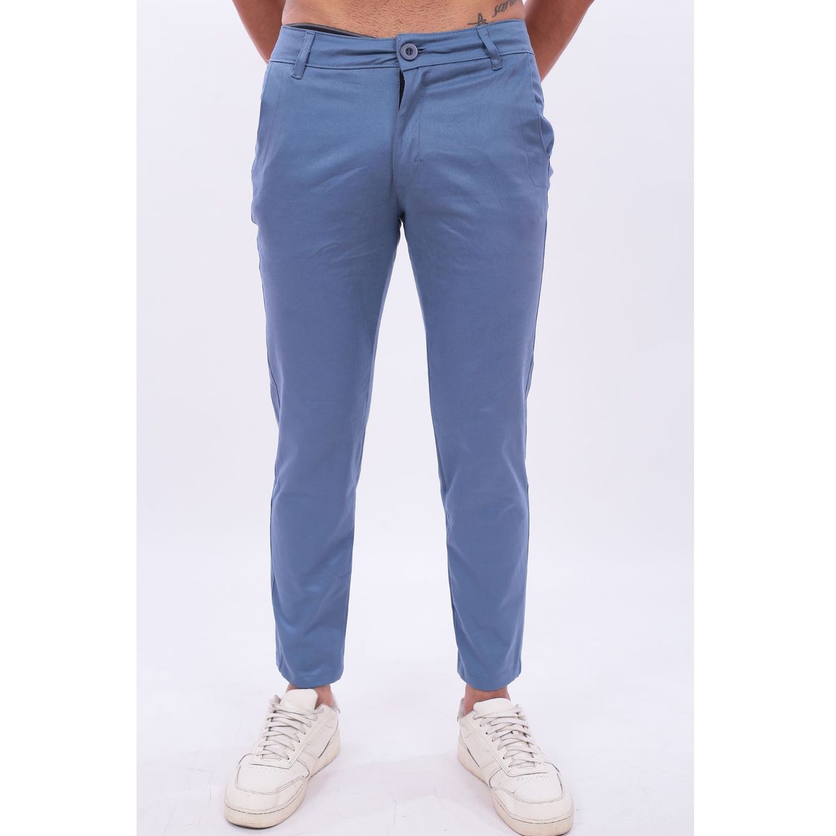 J JERAOUS - PANTALOM JERAOUS DRILL STRECH Celeste Acero