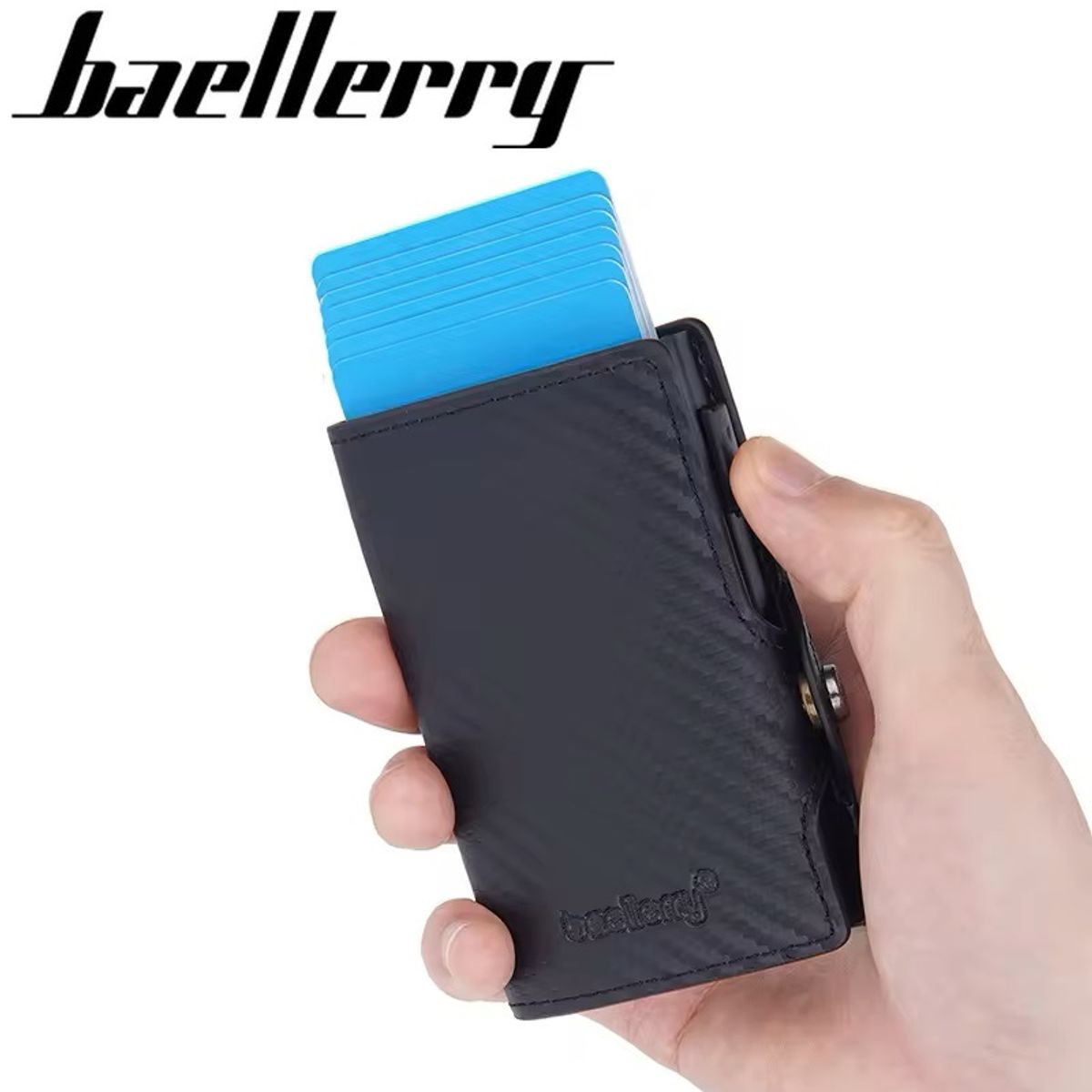 BAELLERRY - Billetera Baellerry Fibra Carbono Protección RFID Tarjetero en Caja