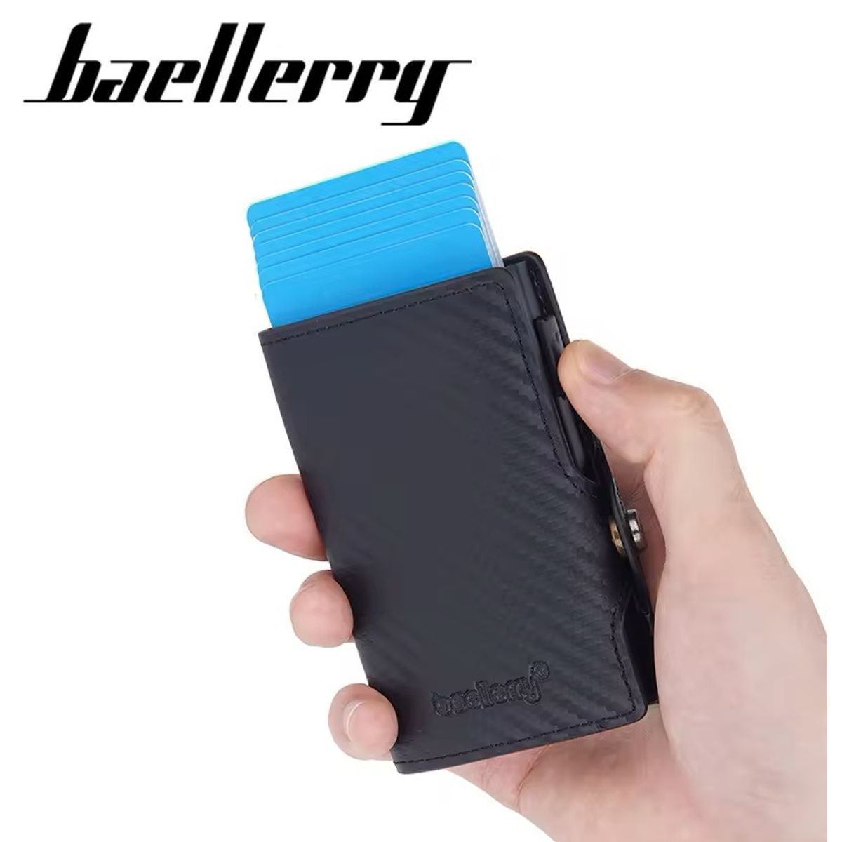 BAELLERRY - Billetera Baellerry Fibra Carbono Protección RFID Tarjetero en Caja