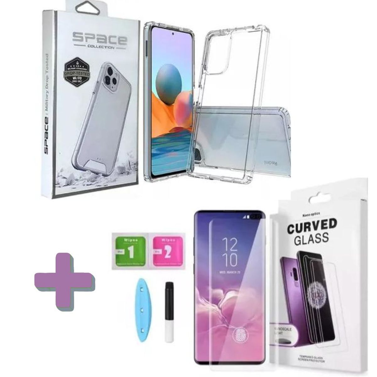 GENERICO - Case Space Xiomi Note 13 Pro Plus + Mica protectora curvo UV de vidrio