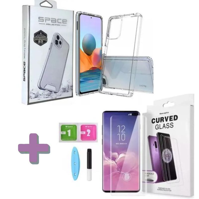 GENERICO - Case Space Xiomi Note 13 Pro Plus + Mica protectora curvo UV de vidrio