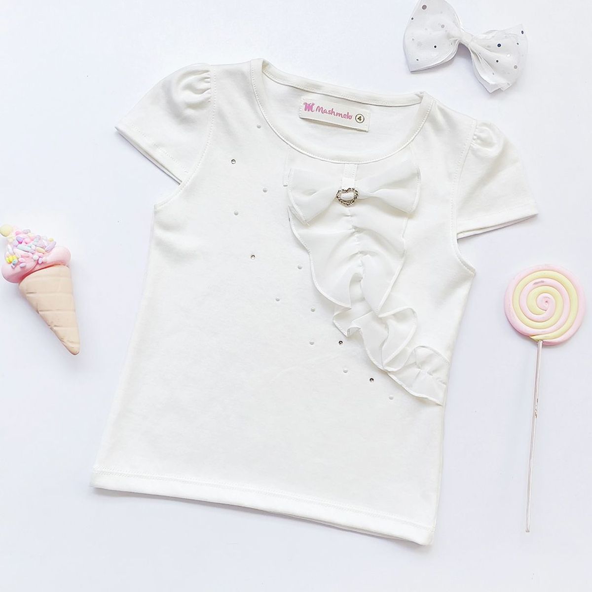 KIDS MASHMELO - POLO NIÑA ALGODÓN CON VOLANTE DE GASA KIDS MASHMELO