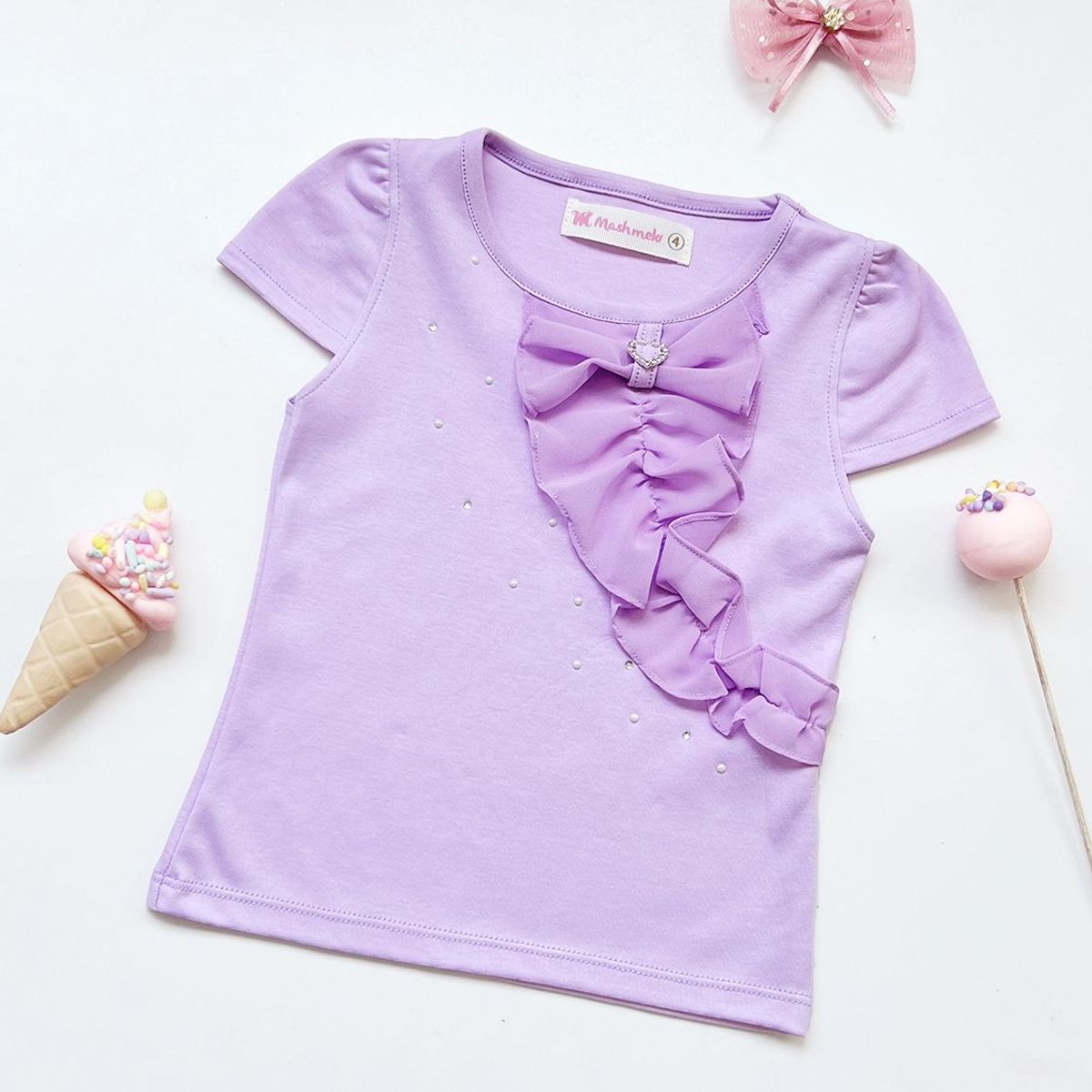 KIDS MASHMELO - POLO NIÑA ALGODÓN CON VOLANTE DE GASA KIDS MASHMELO