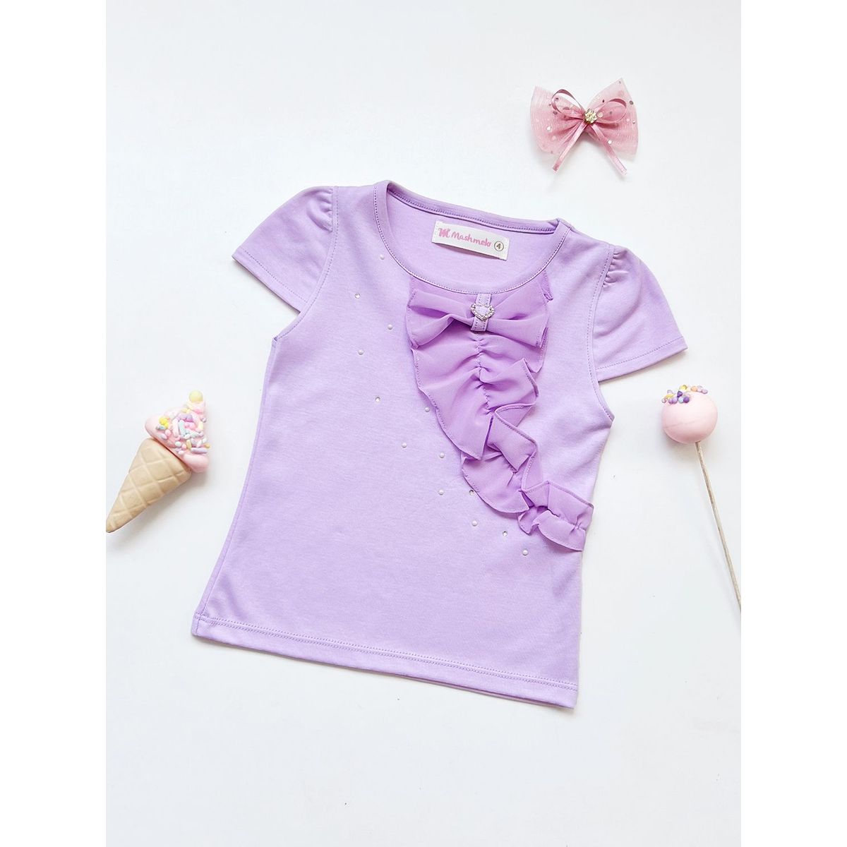 KIDS MASHMELO - POLO NIÑA ALGODÓN CON VOLANTE DE GASA KIDS MASHMELO