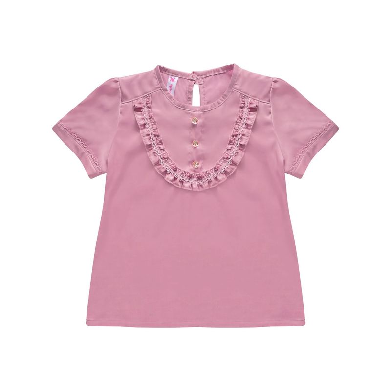 KIDS MASHMELO - BLUSA NIÑA MANGA CORTA VOLANTE PECHERA KIDS MASHMELO