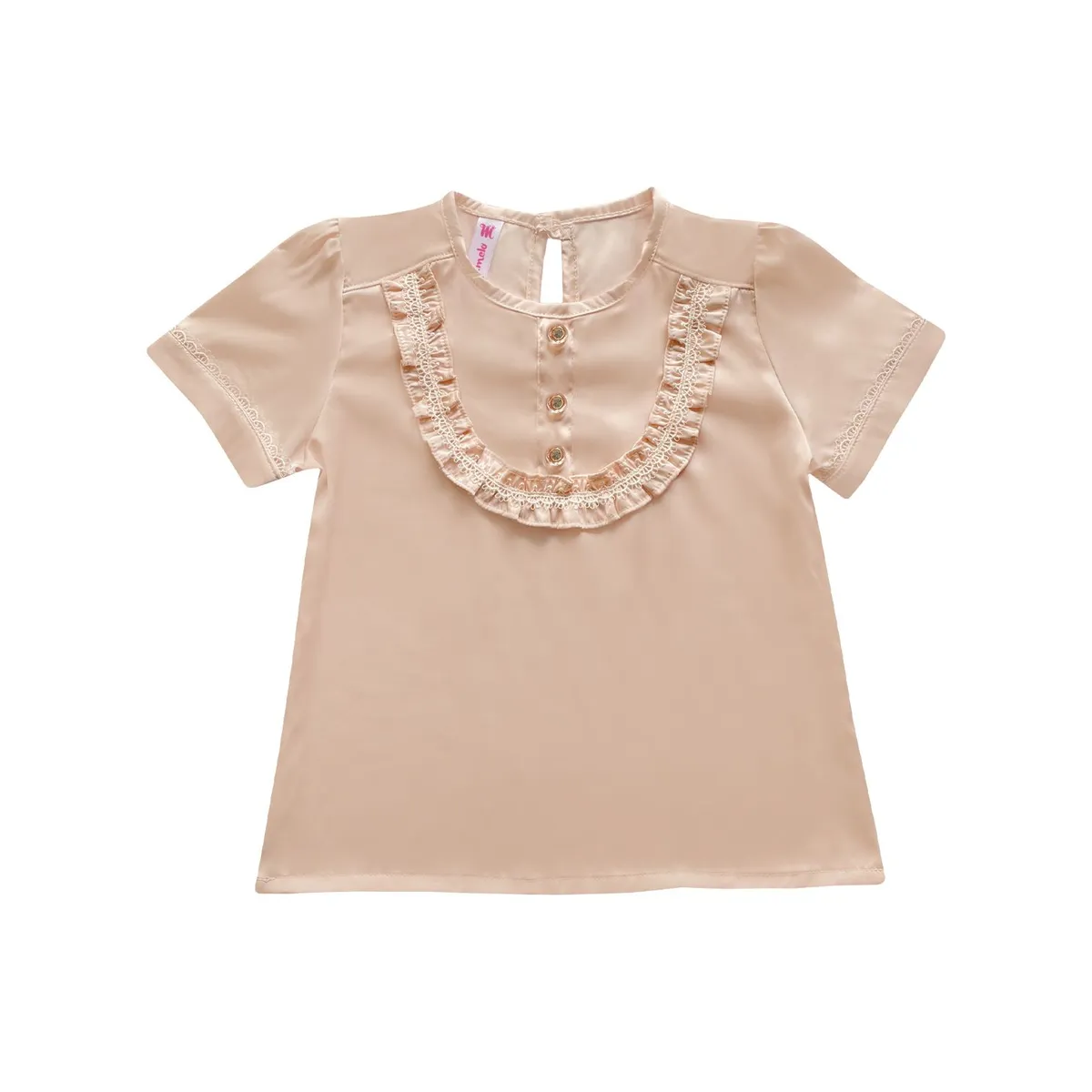 KIDS MASHMELO - BLUSA NIÑA MANGA CORTA VOLANTE PECHERA KIDS MASHMELO