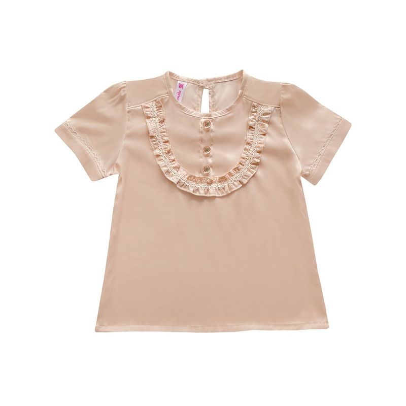 KIDS MASHMELO - BLUSA NIÑA MANGA CORTA VOLANTE PECHERA KIDS MASHMELO