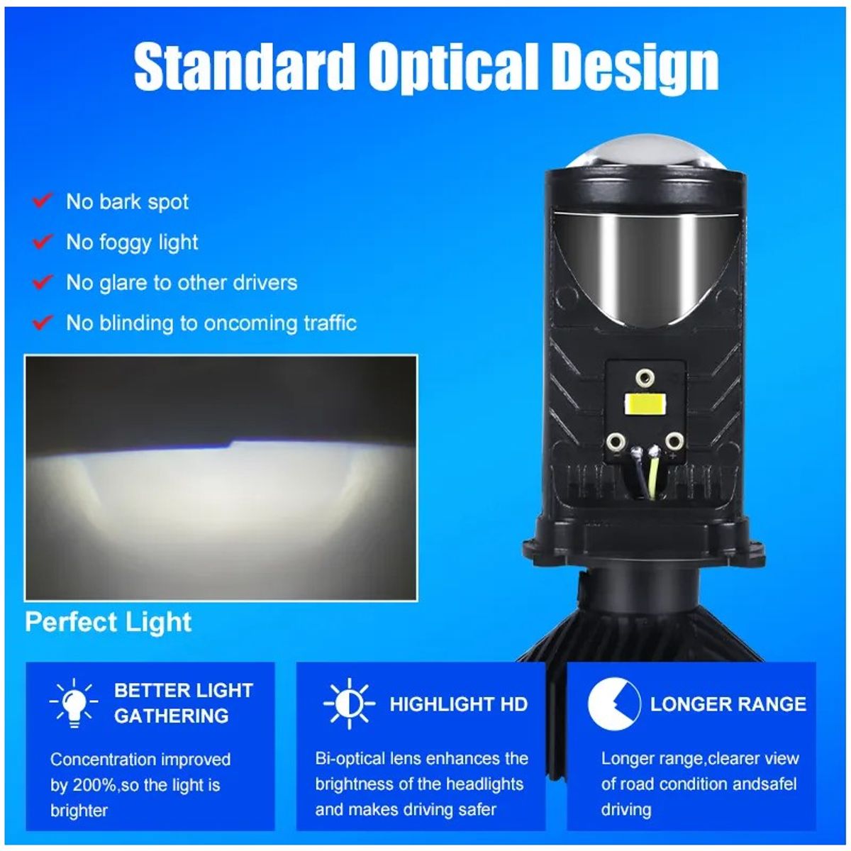 GENERICO - Focos Led H4 Lupa Alta Y Baja Auto Motocicleta