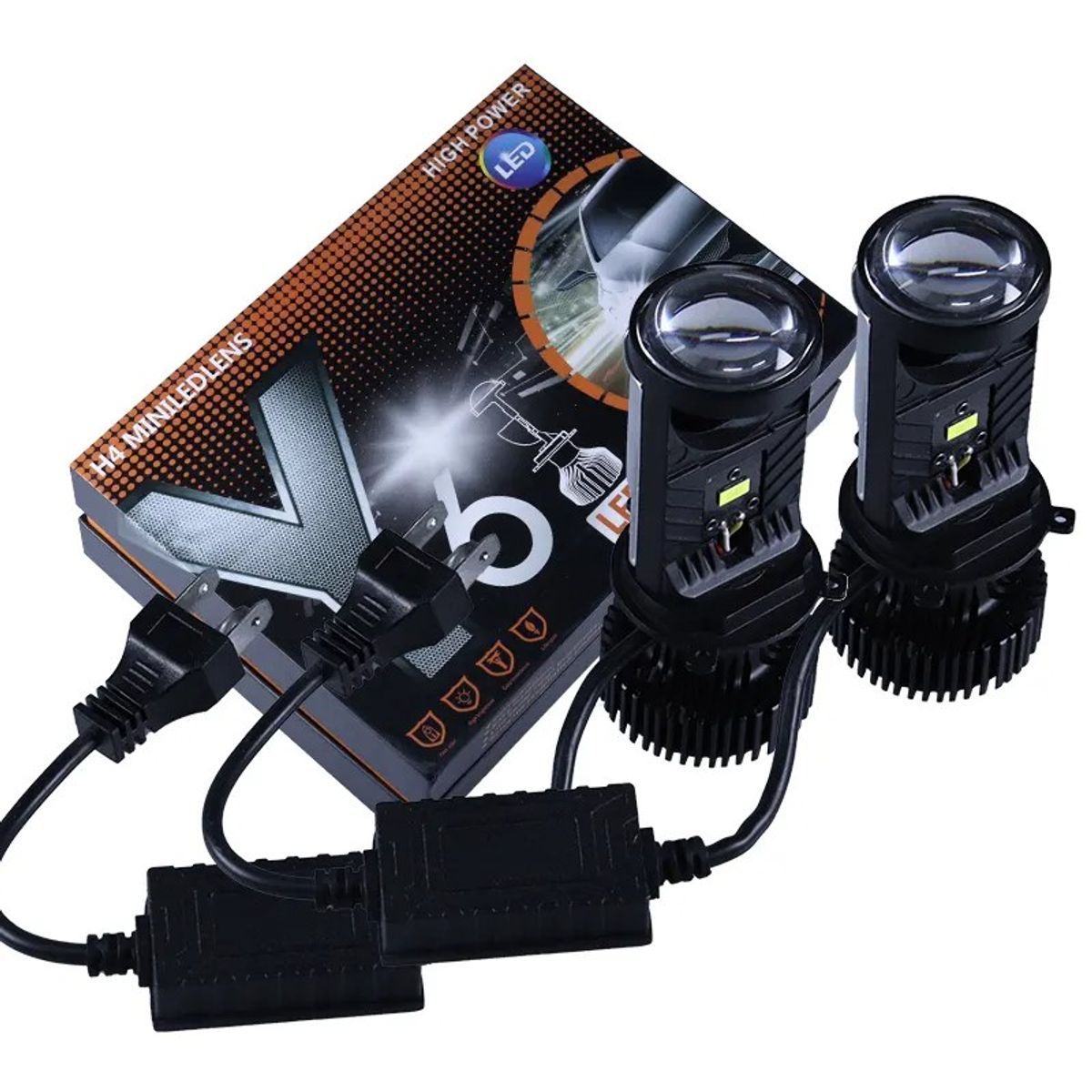 GENERICO - Focos Led H4 Lupa Alta Y Baja Auto Motocicleta