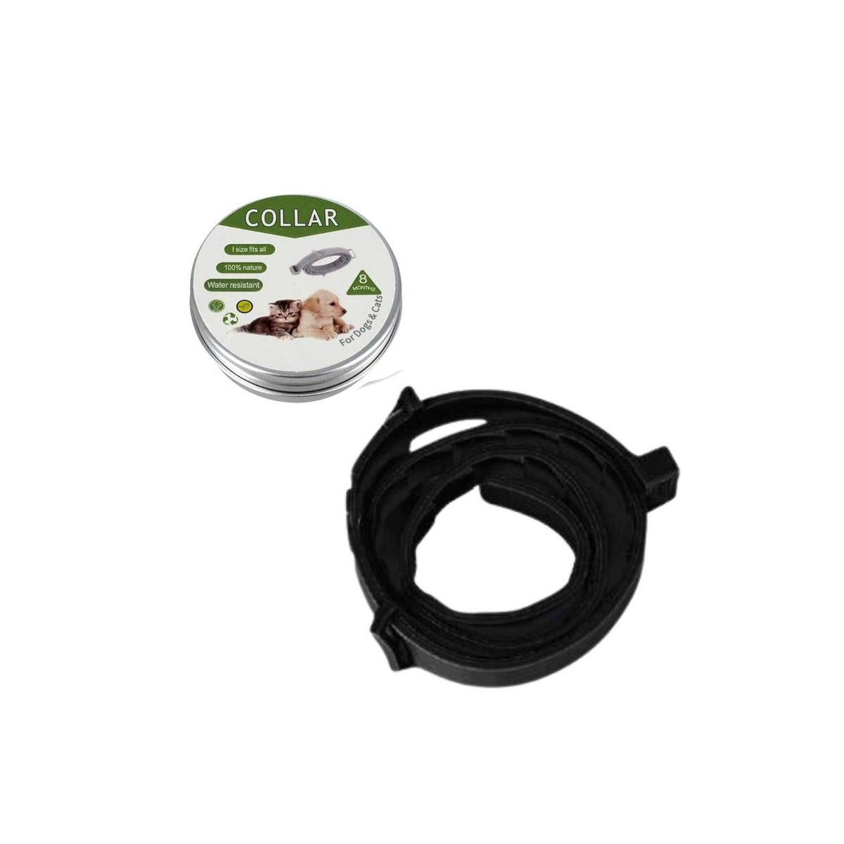 UNIVERSAL - Collar Antipulgas Graduable -Perros Protección 8 Meses Negro