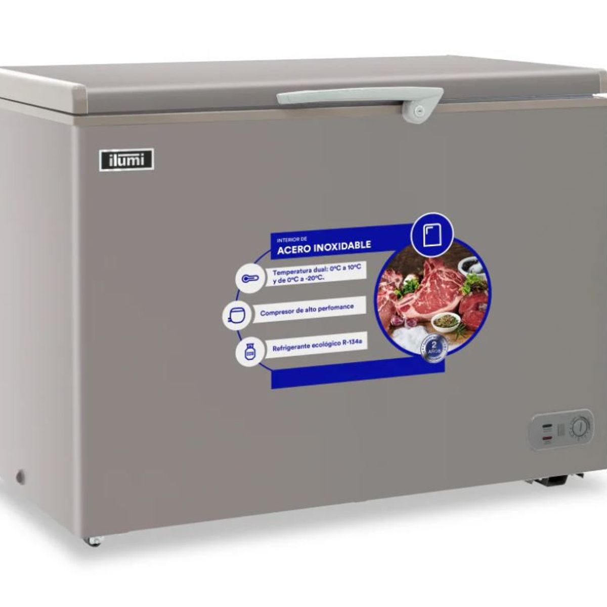 ILUMI - Congelador con tina de Acero Inoxidable de 340lt TFI-3400DG